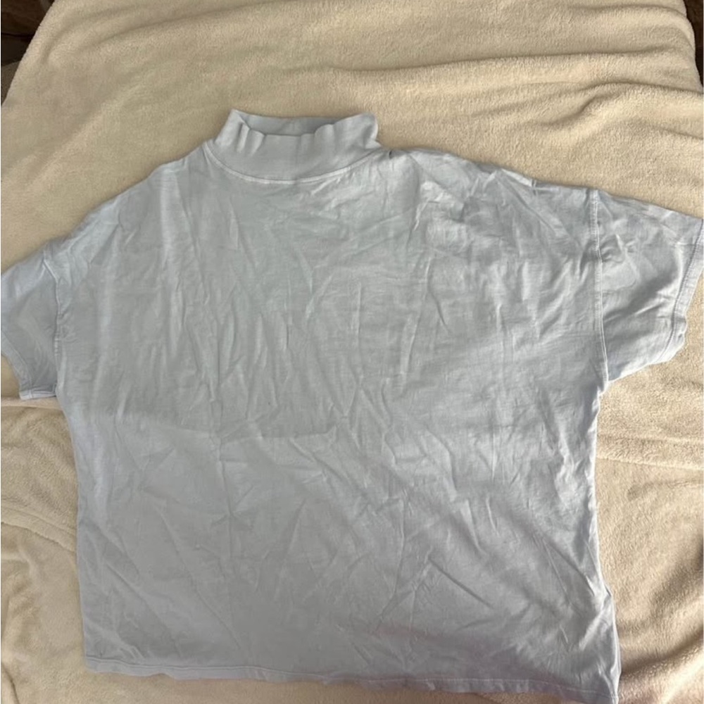 We The Free Sky Blue Mock Neck Top